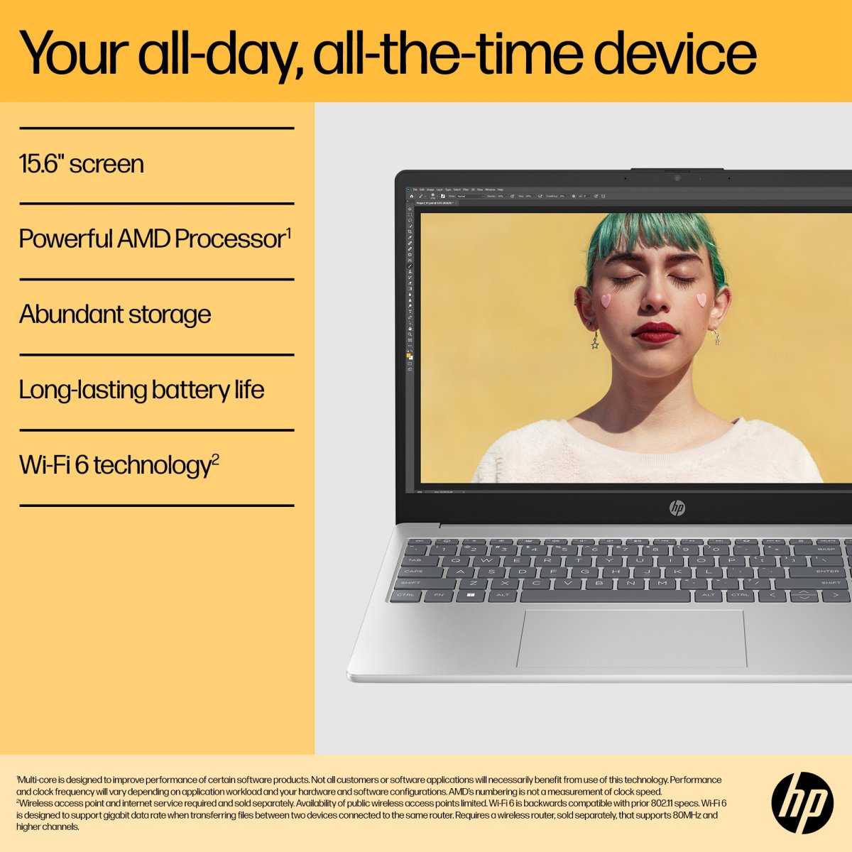 HP 15-fc0049na AMD Ryzen™ 5 7520U Laptop 39.6 cm (15.6") Full HD 16 GB LPDDR5-SDRAM 512 GB SSD Wi-Fi 6 (802.11ax) Windows 11 Home Silver - Image 12
