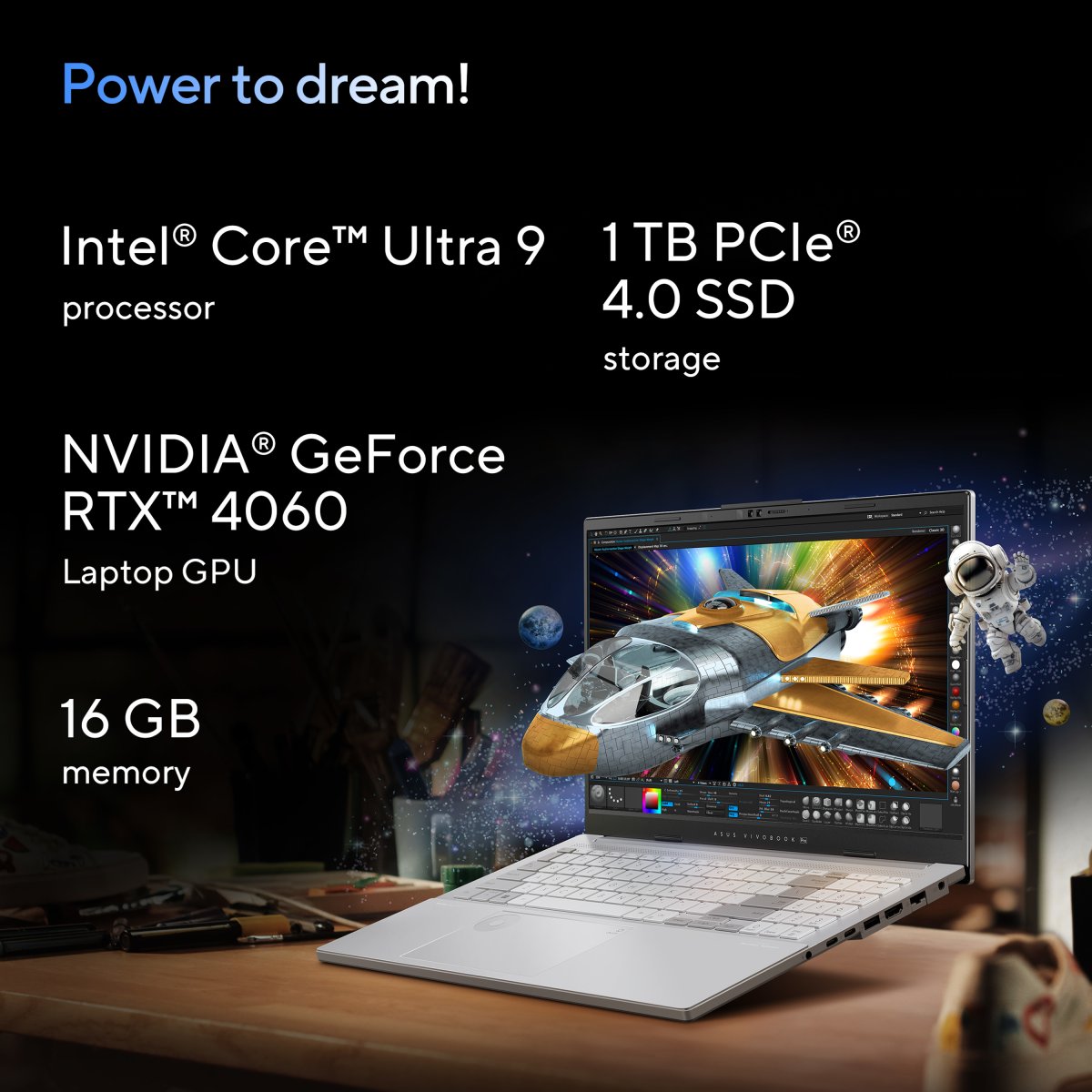 ASUS Vivobook Pro 15 OLED N6506MV-MA026W Intel Core Ultra 9 185H Laptop 39.6 cm (15.6") 3K 16 GB DDR5-SDRAM 1 TB SSD NVIDIA GeForce RTX 4060 Wi-Fi 6E (802.11ax) Windows 11 Home Grey - Image 2