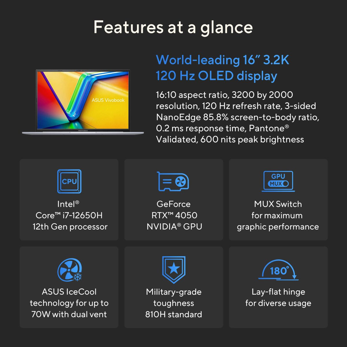 ASUS Vivobook 16X K3605ZU-N1058W Intel® Core™ i7 i7-12650H Laptop 40.6 cm (16") WUXGA 16 GB DDR4-SDRAM 512 GB SSD NVIDIA GeForce RTX 4050 Wi-Fi 6E (802.11ax) Windows 11 Home Silver - Image 8