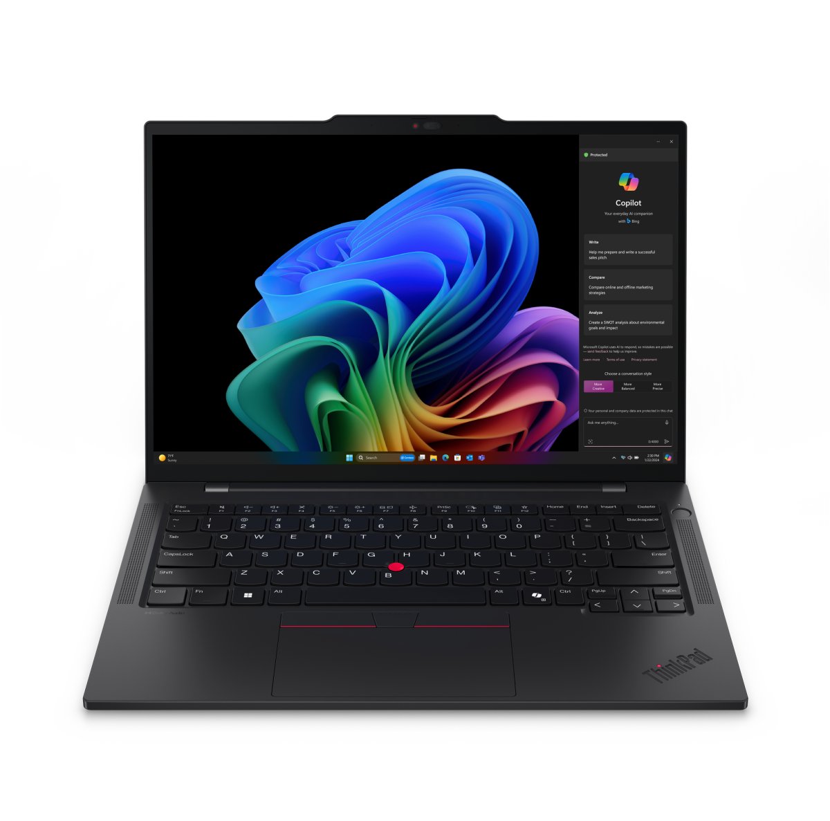 Lenovo ThinkPad T14s Gen 6 (Snapdragon) Copilot+ PC X1E-78-100 Laptop 35.6 cm (14") WUXGA 32 GB LPDDR5x-SDRAM 1 TB SSD Wi-Fi 7 (802.11be) Windows 11 Pro UK English Black