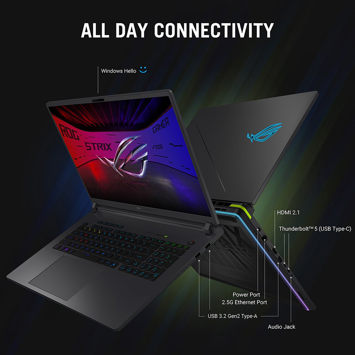 ASUS ROG Strix G16 G615LR-S5191W Intel Core Ultra 9 275HX Laptop 40.6 cm (16") 2.5K 32 GB DDR5-SDRAM 2 TB SSD NVIDIA GeForce RTX 5070 Ti Wi-Fi 7 (802.11be) Windows 11 Home Grey - Image 16