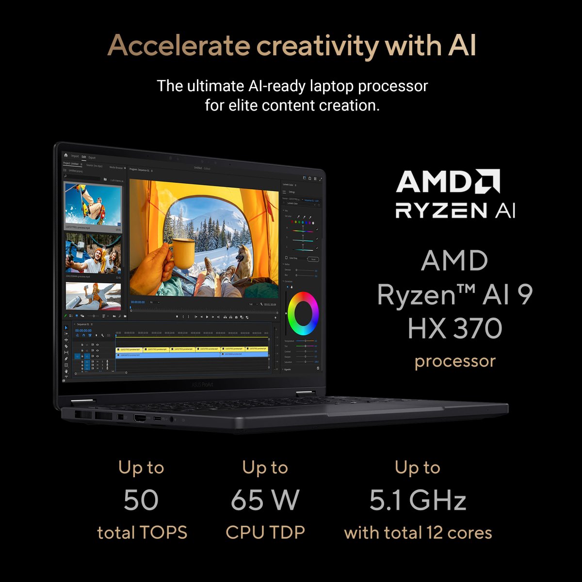 ASUS ProArt PX13 HN7306WV-LX012W Copilot+ PC AMD Ryzen AI 9 HX 370 Hybrid (2-in-1) 33.8 cm (13.3") Touchscreen 3K 24 GB LPDDR5x-SDRAM 1 TB SSD NVIDIA GeForce RTX 4060 Wi-Fi 7 (802.11be) Windows 11 Home Black - Image 6