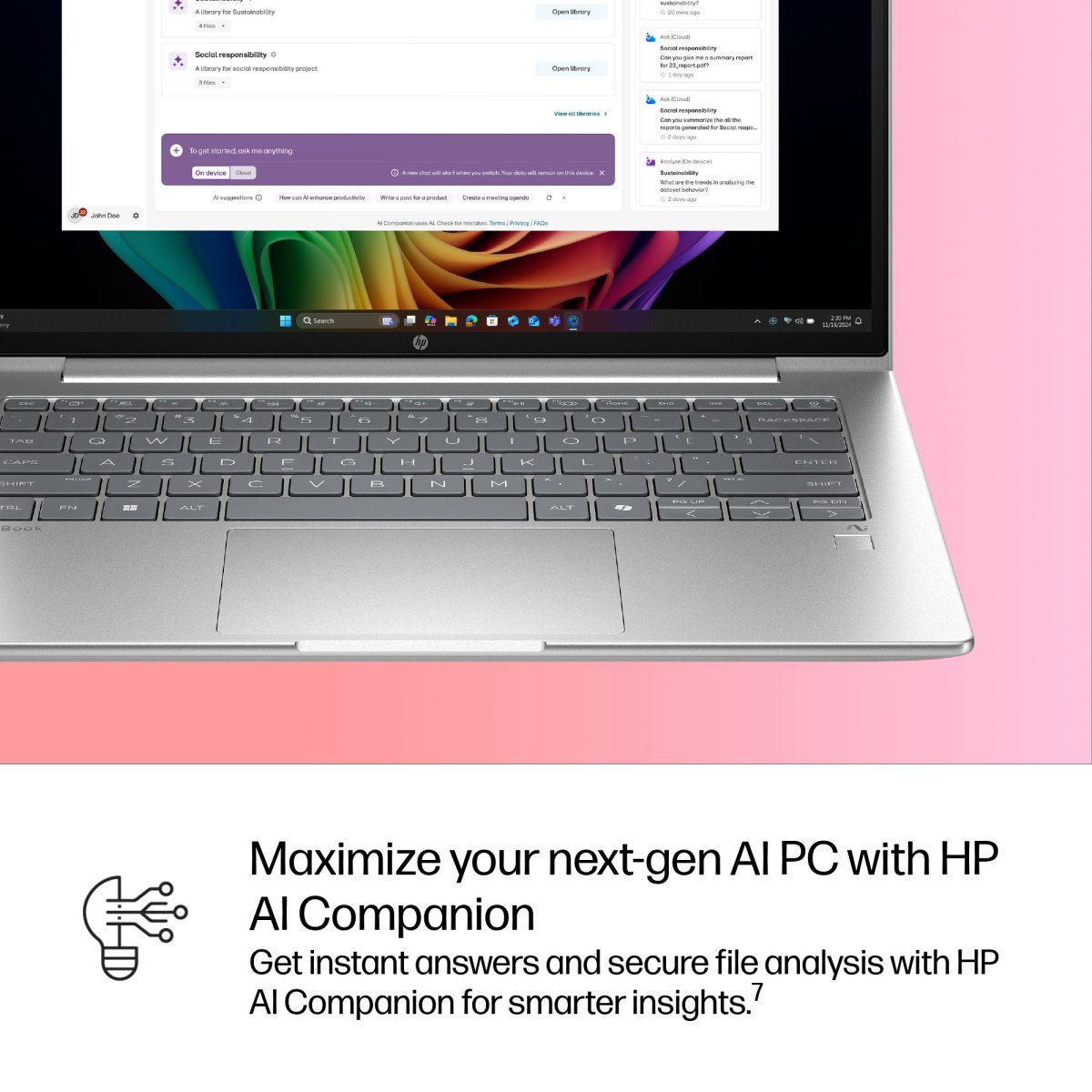 HP ProBook 4 G1q 14-inch WUXGA Snapdragon X X1-26-100 16GB 512GB SSD Windows 11 Pro Copilot+ PC Silver - Image 7